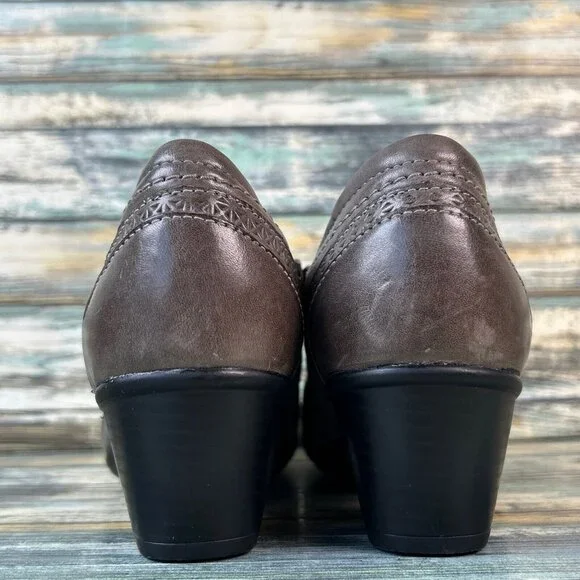 Cobb Hill Kaylin Pumps Shoes Womens Size 6.5M Gray Leather Zip Up Block Heel - Picture 6 of 11